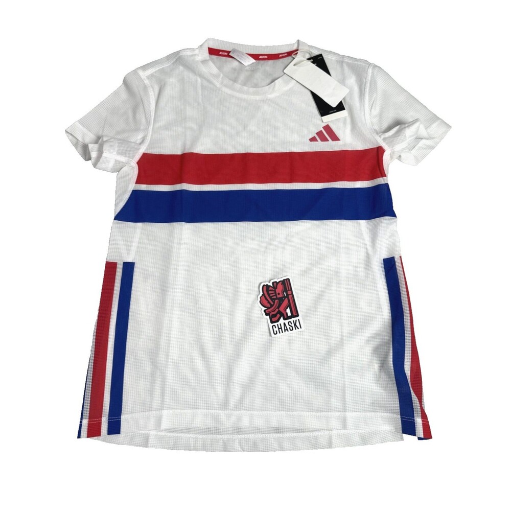 adidas Adizero Retro Running jersey White Red Blue Top JD7326 Womens Small NEW